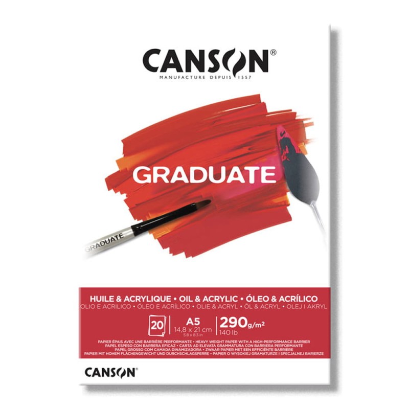 Blok do farb akrylowych i olejnych Canson Graduate - A4, 290 g, 20 ark.