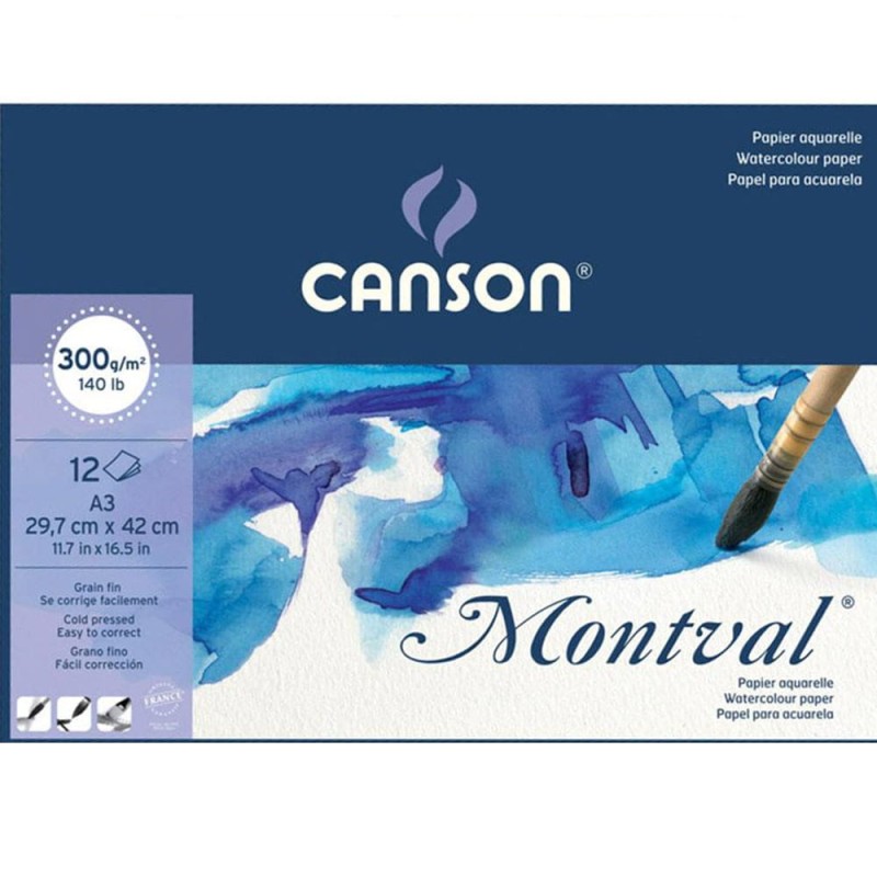 Blok do akwareli Canson Montval - A3, 300 g, 12 ark. 04