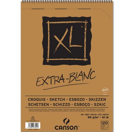 Blok Canson XL Extra White - A3, 90 g, 120 ark.