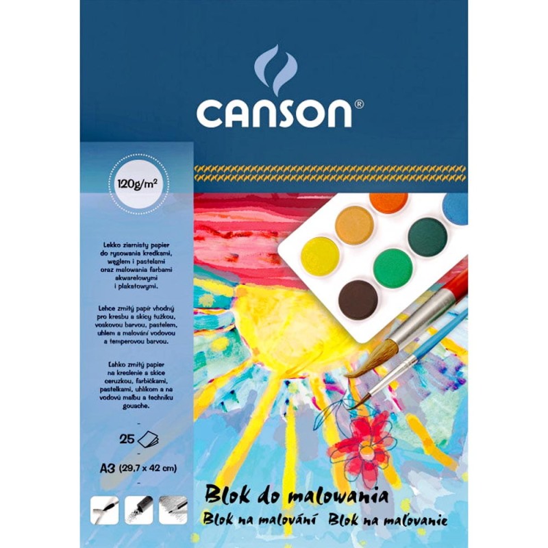 Blok do malowania Canson - A3, 120 g, 25 ark.