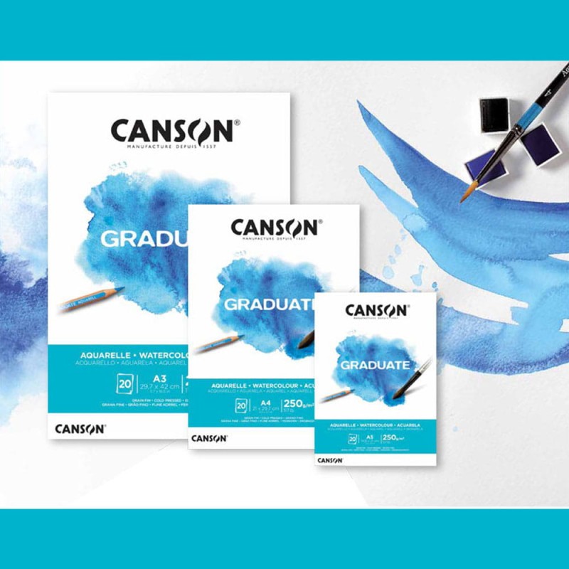 Blok do akwareli Canson Graduate Aquarelle - A4, 250 g, 20 ark.