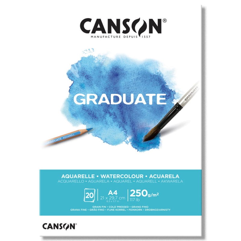 Blok do akwareli Canson Graduate Aquarelle - A4, 250 g, 20 ark