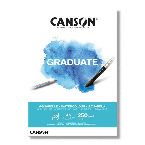 Blok do akwareli Canson Graduate Aquarelle - A5, 250 g, 20 ark.