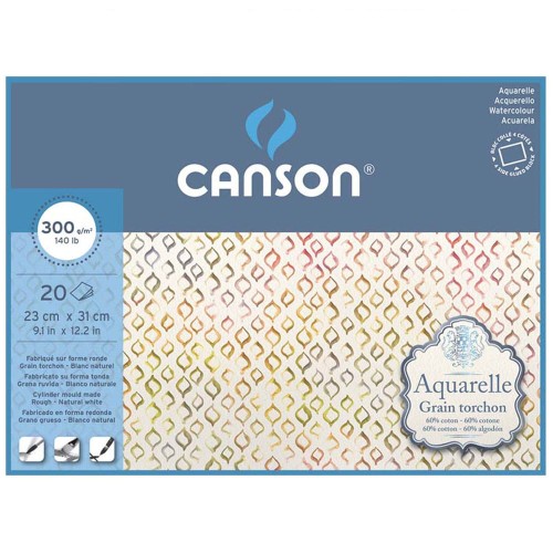 Blok do akwareli Canson Aquarelle Rough - 23 x 31 cm, 300 g, 20 ark.
