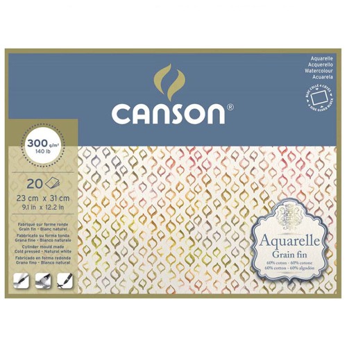 Blok do akwareli Canson Aquarelle Cold Pressed - 23 x 31 cm, 300 g, 20 ark.