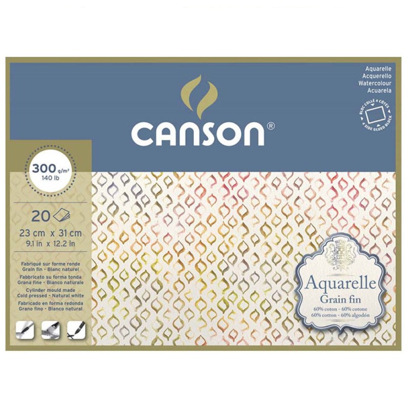Blok Canson Aquarelle Cold Pressed - 23 x 31 cm, 300 g, 20 ark.