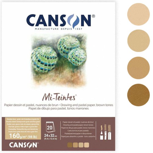 Blok do pasteli Canson Mi-Teintes - 24 x 32 cm, 160 g, 20 ark., odcienie brązu