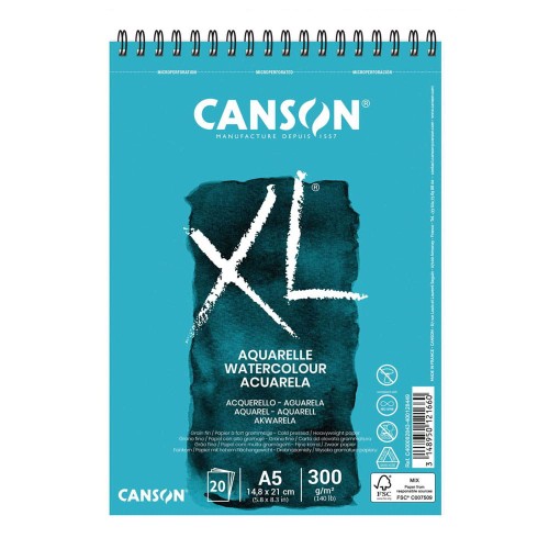 Blok do akwareli Canson Aquarelle XL - A5, 300 g, 20 ark.