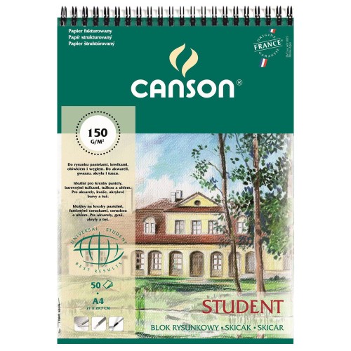 Blok do rysunku Canson Student spirala - A4, 150 g, 50 ark.