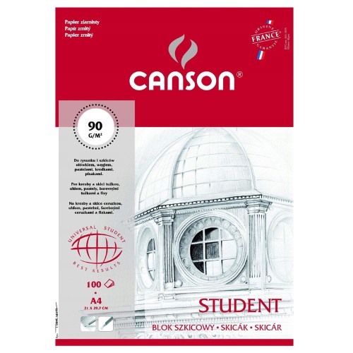 Blok szkicowy Canson Student - A4, 90 g, 100 ark.