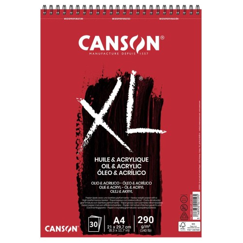 Blok do farb olejnych i akrylowych Canson XL Oil & Acrylic - A4, 290 g, 30 ark.