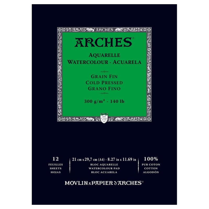 Blok do akwareli Arches Grain Fin - A4, 300 g, 20 ark., cold pressed