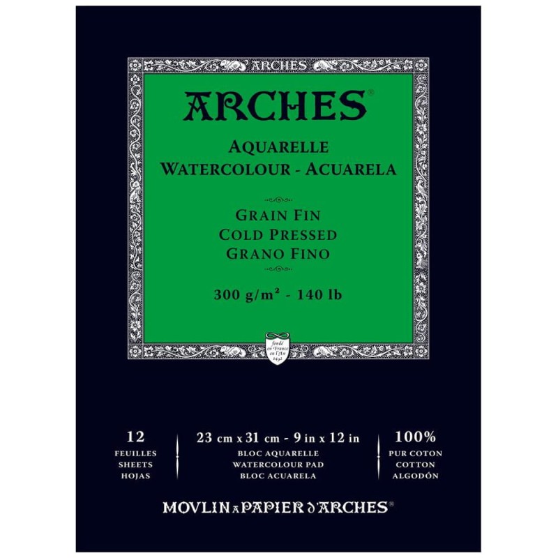 Blok do akwareli Arches Grain Fin - 23 x 31 cm, 300 g, 20 ark., cold pressed