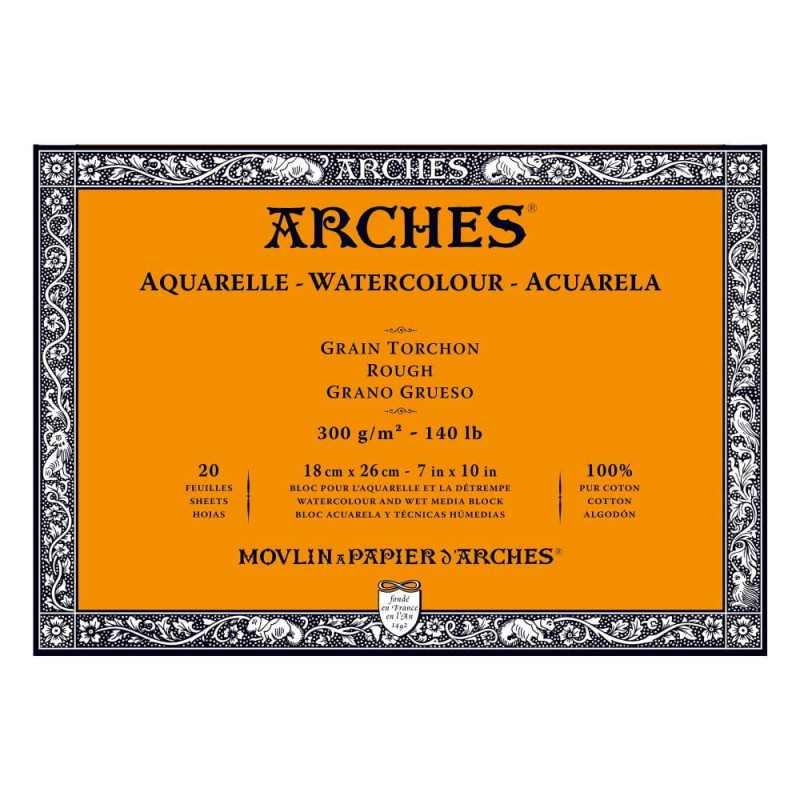 Blok do akwareli Arches Grain Torchon - 18 x 26 cm, 300 g, 20 ark., rough