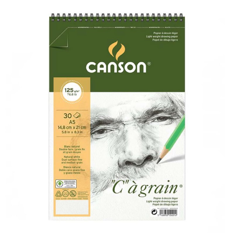 Blok na spirali Canson "C" à grain - A5, 125 g, 30 ark.