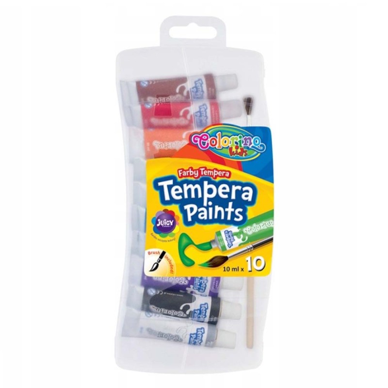 Zestaw farb tempery Colorino z pędzelkiem 10x10 ml