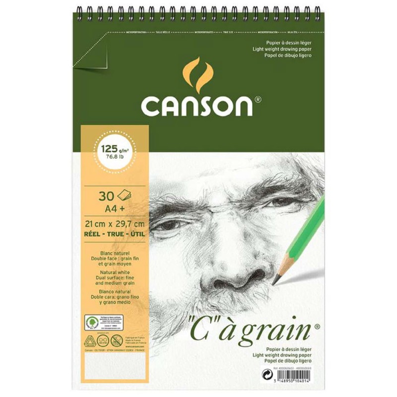 Blok na spirali Canson "C" à grain - A4, 125 g, 30 ark.