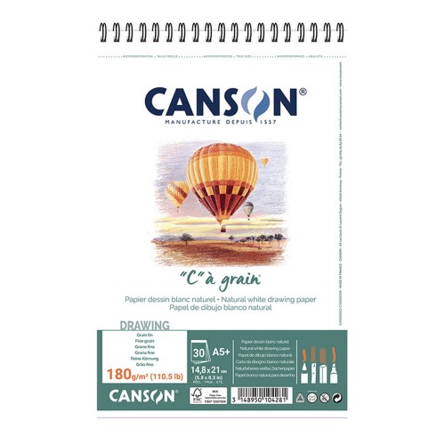 Blok na spirali Canson "C" à grain - A5, 180 g, 30 ark.