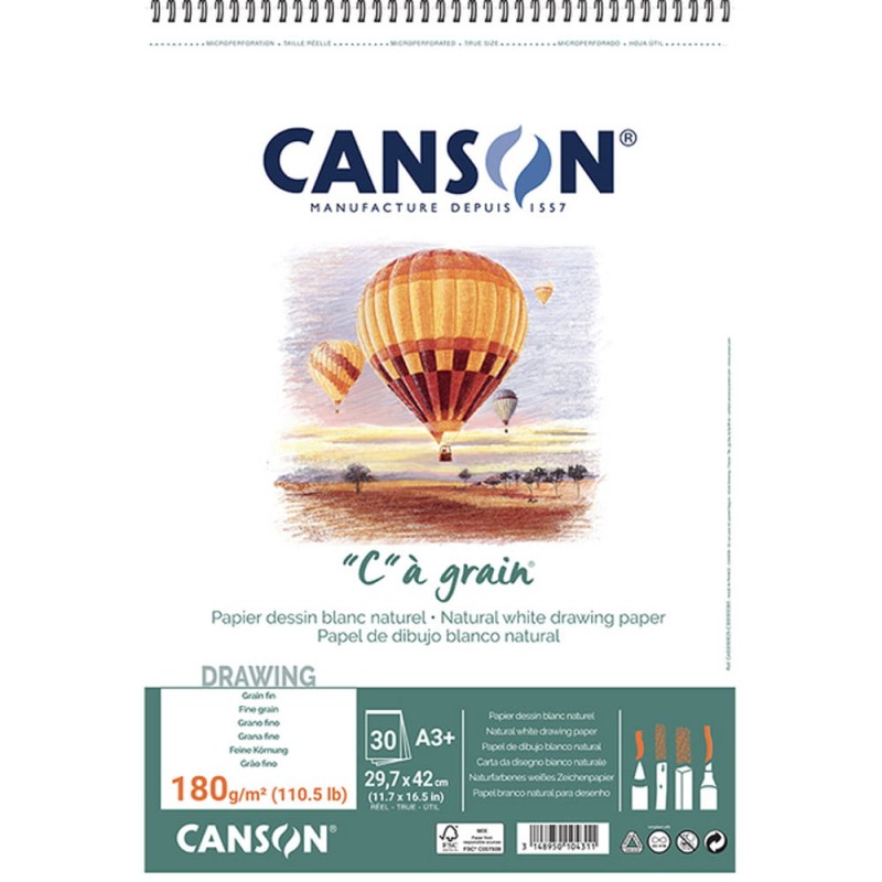Blok na spirali Canson "C" à grain - A3, 180 g, 30 ark