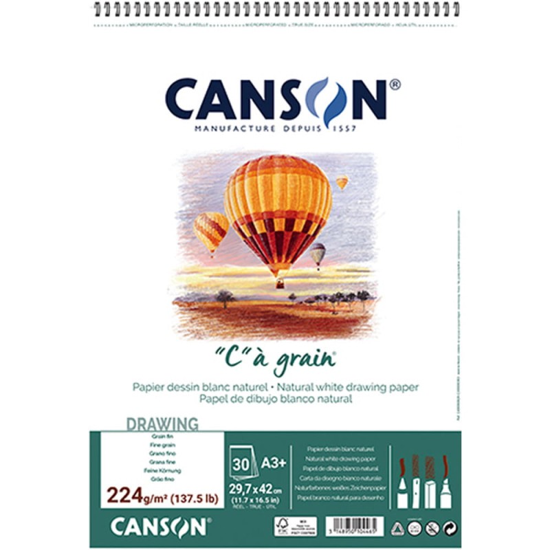 Blok na spirali Canson "C" à grain - A3, 224 g, 30 ark.