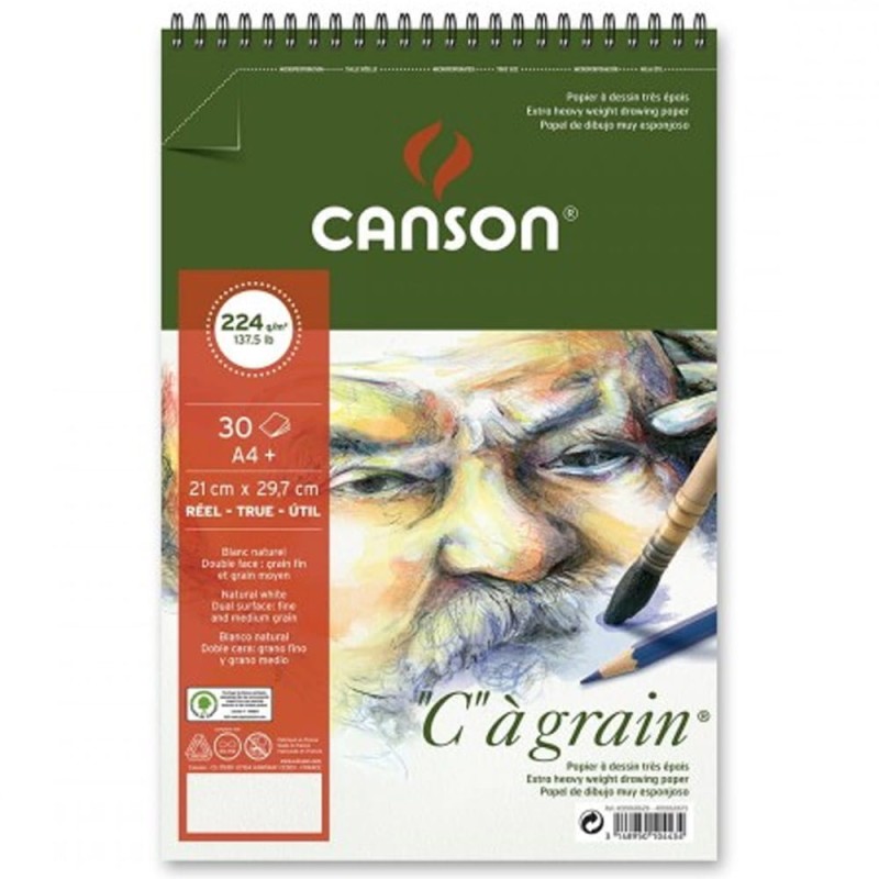 Blok na spirali Canson "C" à grain - A4, 224 g, 30 ark.