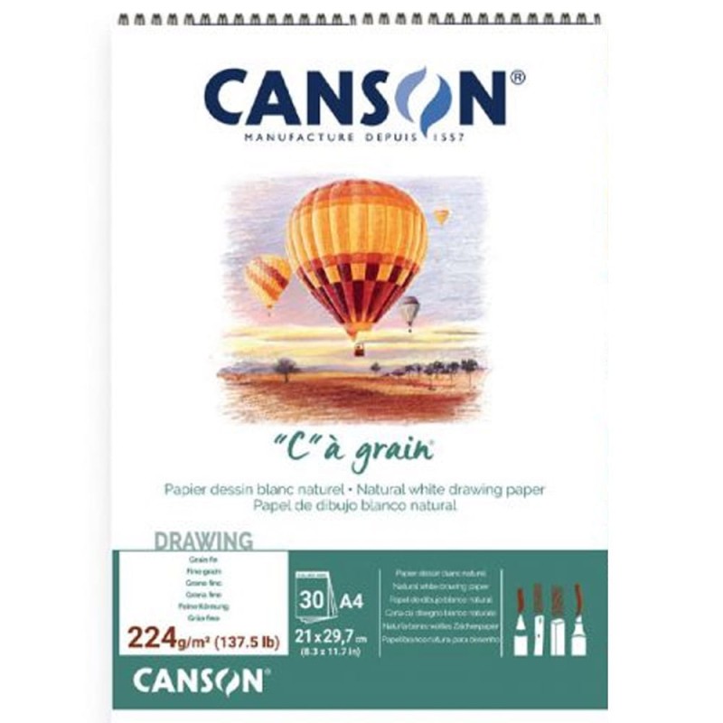 Blok na spirali Canson "C" à grain - A4, 224 g, 30 ark.