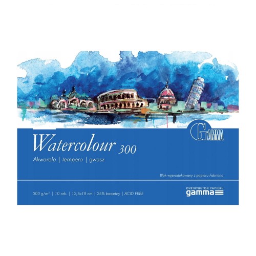 Blok do akwareli Gamma Fabriano Watercolour - 12.5 x 18 cm, 300 g, 10 ark.