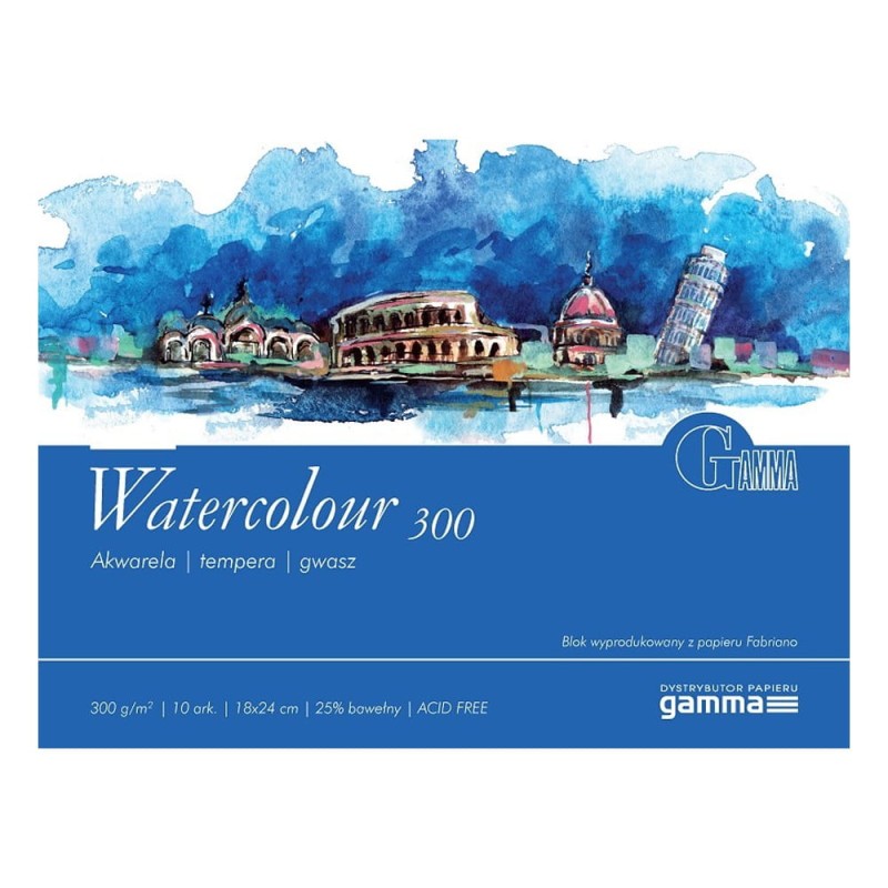 Blok do akwareli Gamma Fabriano - 18 x 24 cm, 300 g, 10 ark.
