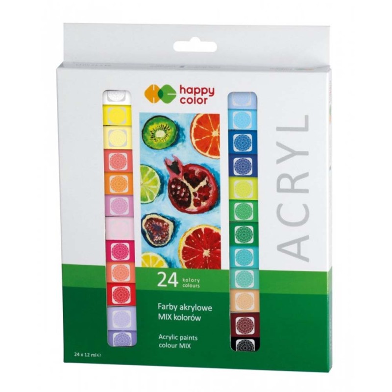 Zestaw farb akrylowych Happy Colour 24x12 ml