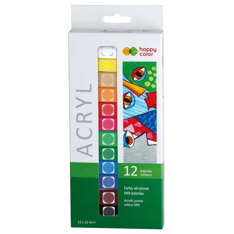 Zestaw farb akrylowych Happy Colour 12x12 ml