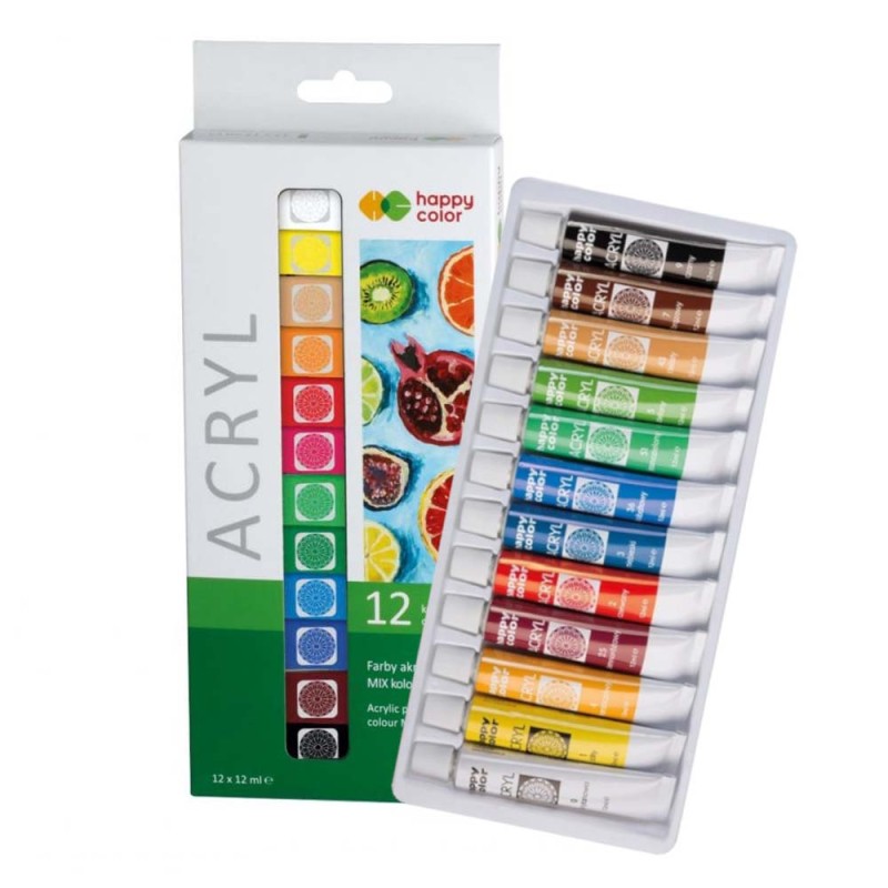Zestaw farb akrylowych Happy Colour 12x12 ml
