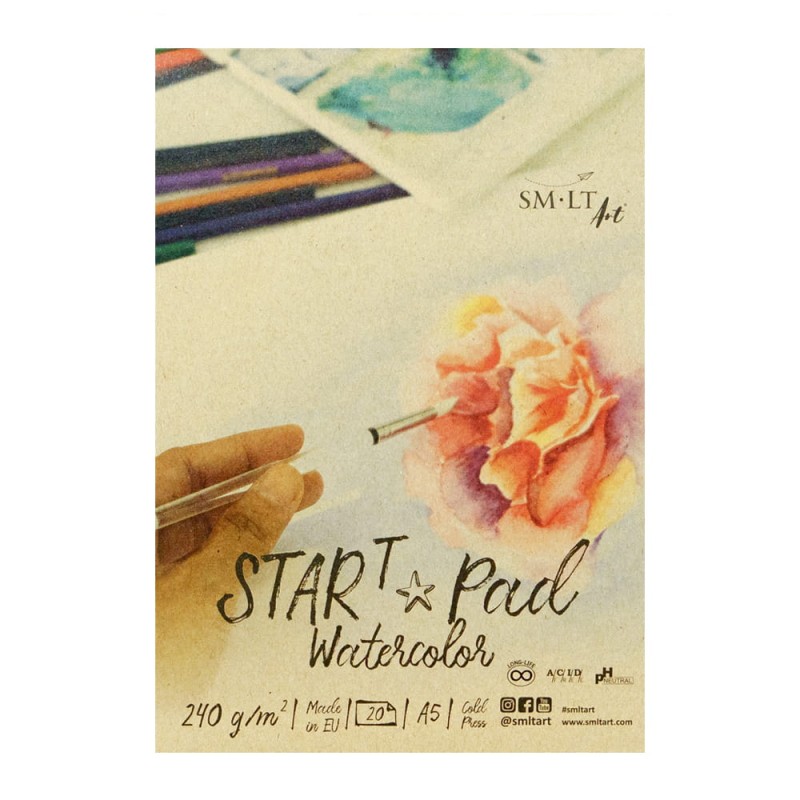 Blok do akwareli SMLT Start Pad Watercolor - A5, 240g , 20 ark.