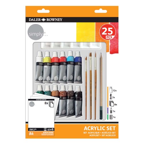 Zestaw farb akrylowych Simply 12x12 ml - 25 elementów 