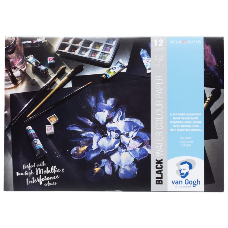 Blok do akwareli czarne kartki Van Gogh Black Paper - A4, 360 g, 12 ark 01