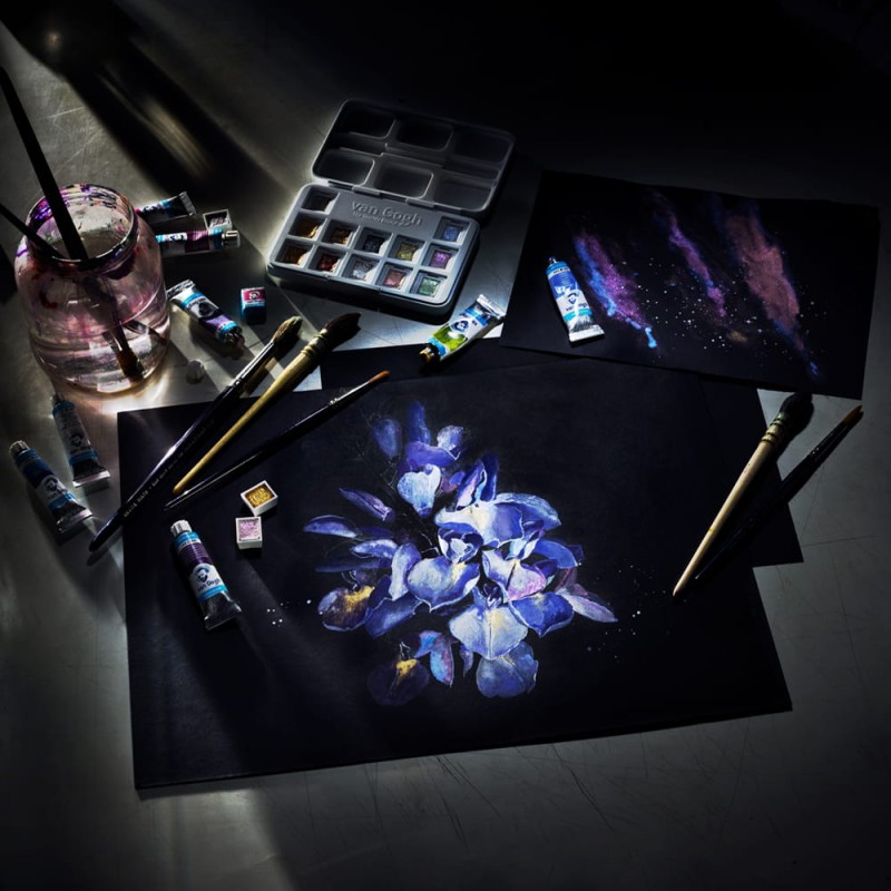Blok do akwareli czarne kartki Van Gogh Black Paper - A4, 360 g, 12 ark 03