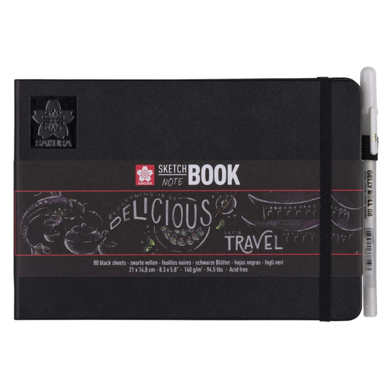 Sketchbook Sakura Black Paper - 21 x 14.8 cm, 140 g, 80 ark.