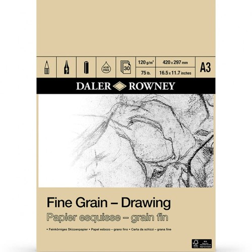 Blok do rysunku Daler-Rowney Fine Grain Drawing - A3, 120 g, 30 ark.