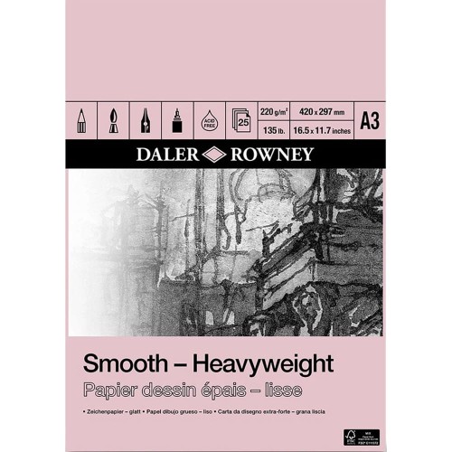 Blok do rysunku Daler-Rowney Smooth Heavyweight - A3, 220 g, 25 ark.