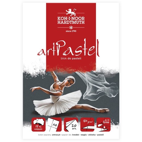 Blok do pasteli Koh-i-Noor artPastel antracyt - A4, 180 g, 20 ark.
