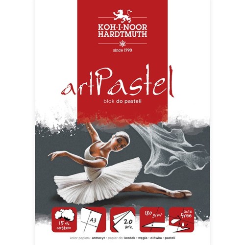 Blok do pasteli Koh-i-Noor artPastel antracyt - A3, 180 g, 20 ark.