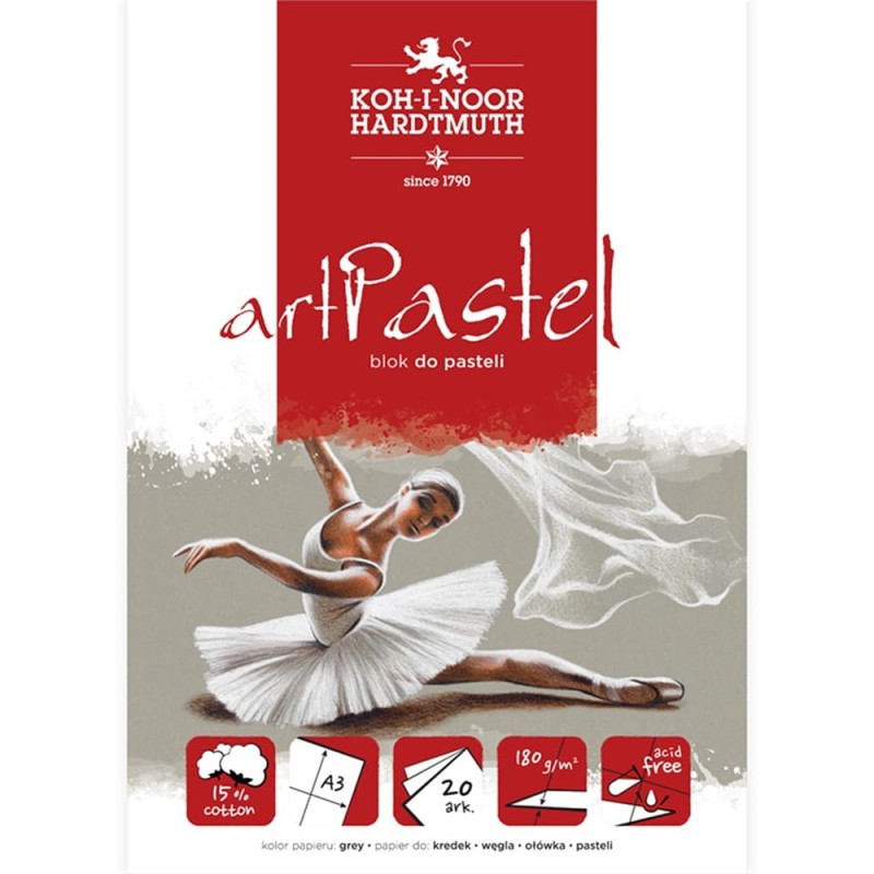 Blok do pasteli Koh-i-Noor artPastel grey - A3, 180 g, 20 ark.