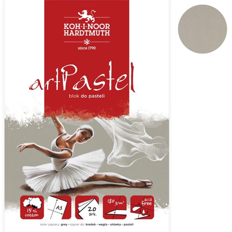 Blok do pasteli Koh-i-Noor artPastel grey - A3, 180 g, 20 ark.
