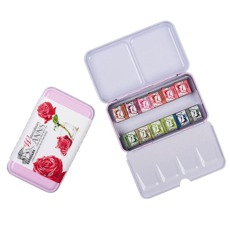 Zestaw akwareli Renesans Róża półkostki metal 12 szt