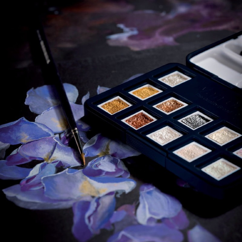 Farby akwarelowe Van Gogh Metallic &amp; Interference 12 kostek