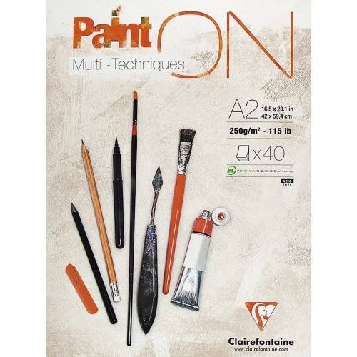 Blok mix media Clairefontaine Paint On Blanc - A2, 250 g, 40 ark.