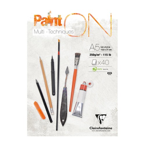 Blok mix media Clairefontaine Paint On Blanc - A5, 250 g, 40 ark.