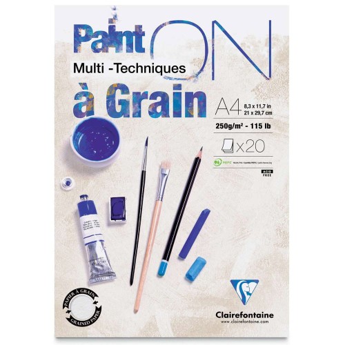 Blok mix media Clairefontaine Paint On À Grain - A4, 250 g, 20 ark.