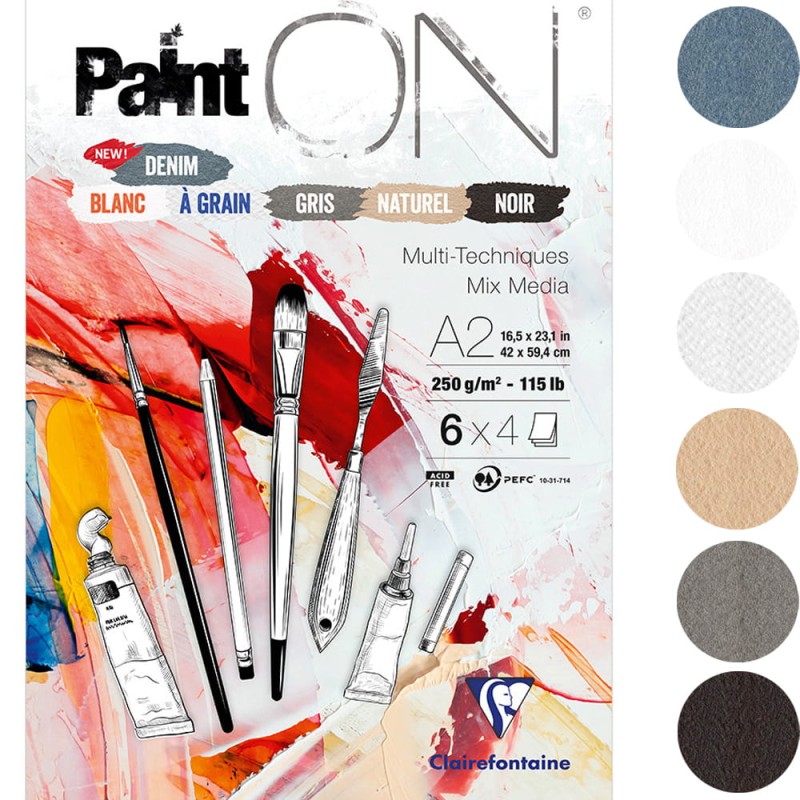 Blok mix media Clairefontaine Paint On MIX - 250 g, A2, 24 ark.