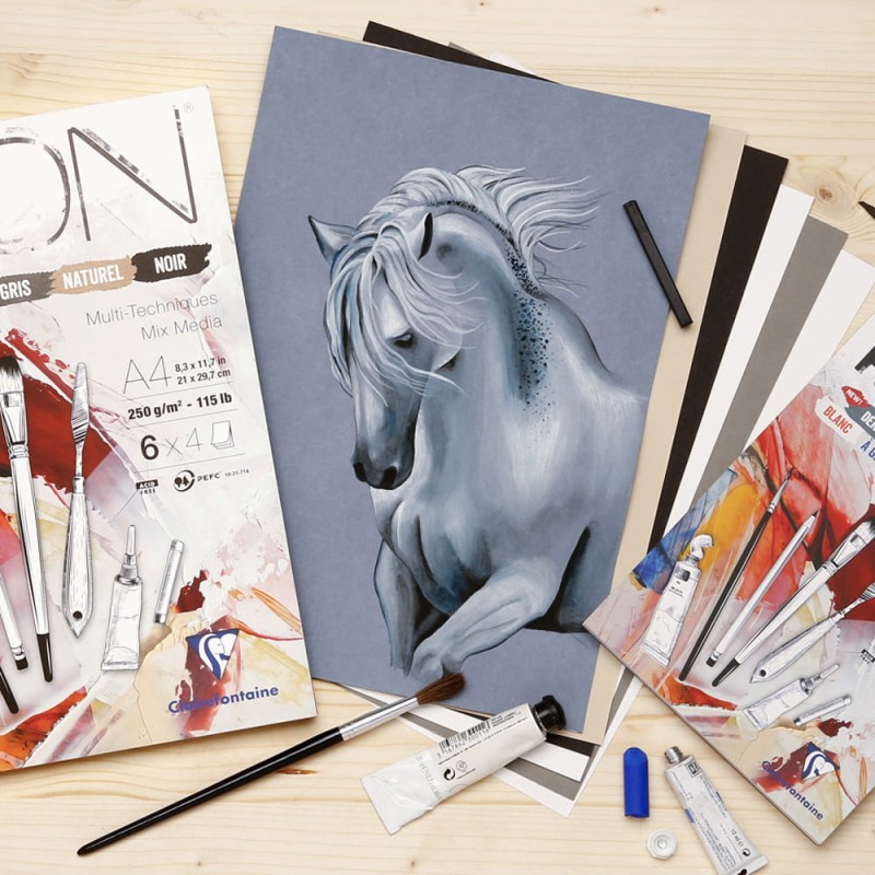 Blok mix media Clairefontaine Paint On MIX - 250 g, A2, 24 ark.