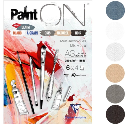 Blok mix media Clairefontaine Paint On MIX - A3, 250 g, 24 ark.